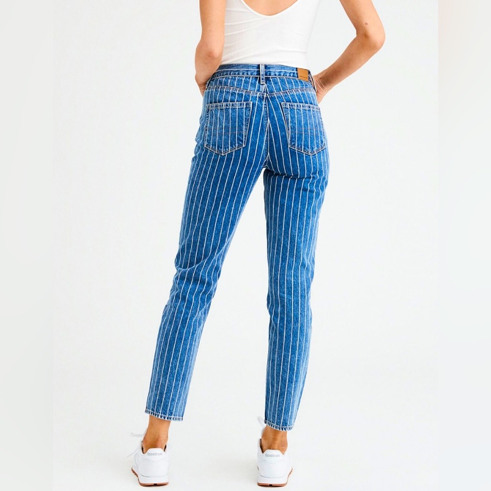 American Eagle Outfitters Blue Pinstripe Straight Leg Jeans